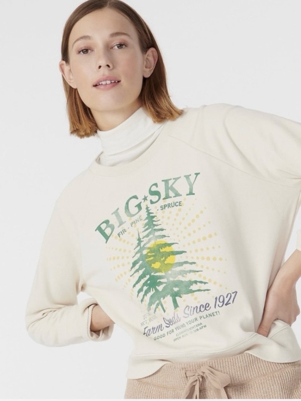 NWT J.Crew Cream "Big Sky" Graphic Sweatshirt
